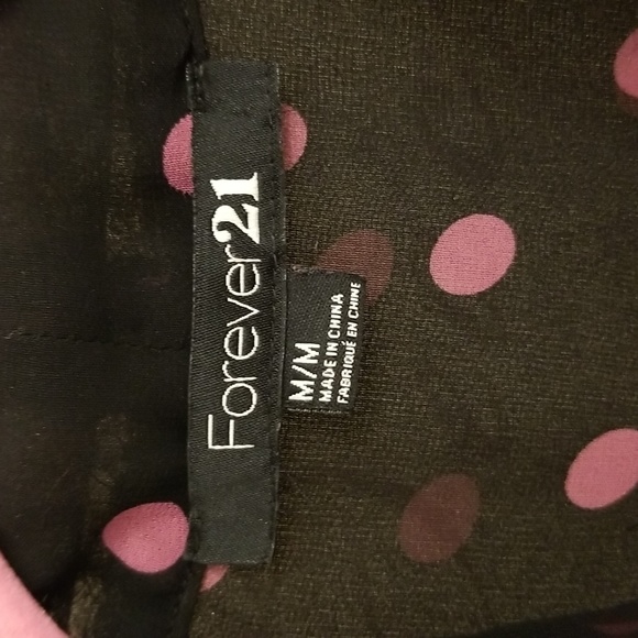 đź’•Super Cute Forever21 Sheer Polka Dot Button Down with Attached Neck Tie - Picture 5 of 10